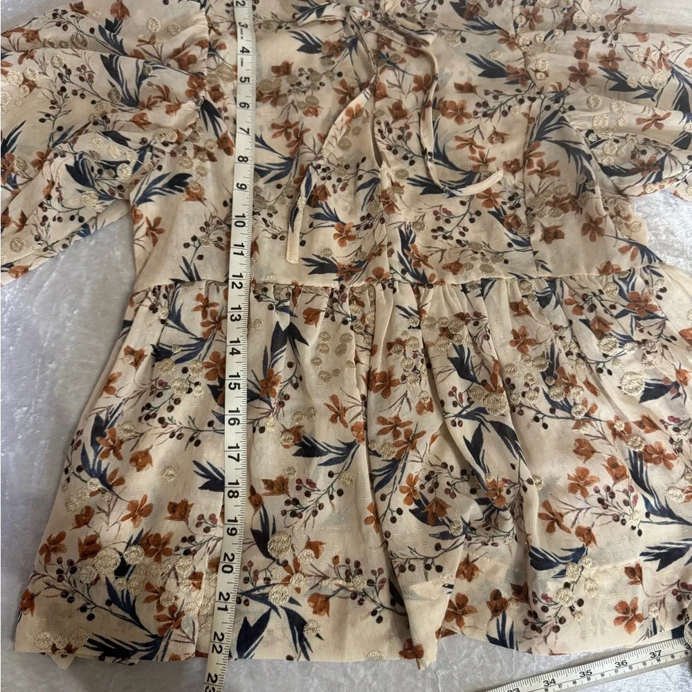 Dear John Floral Babydoll Blouse – Cream Floral – Size XS - Picture 5 of 6